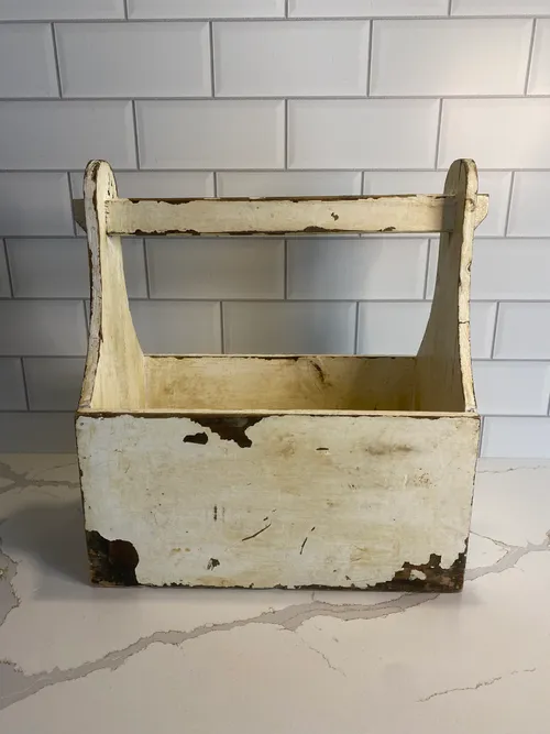 Cream Shabby Wood Tote