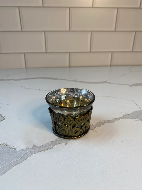 Small Metal Embellished Tealight Holder
