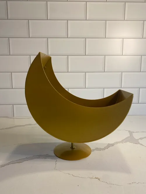 Gold Metal Moon Pedestal Container