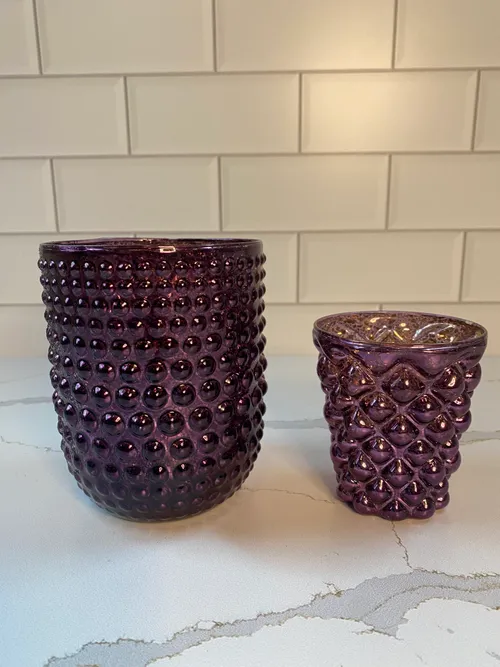 Set of 2 Purple Votive Candleholders