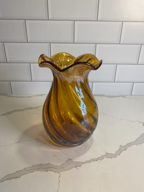 Swirled Amber Vase