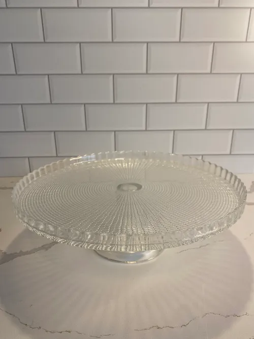Glass Cake Pedestal with Side Border