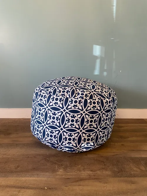 Navy and White Pouff