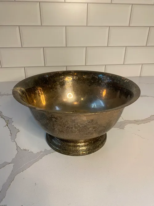 Plain Tarnished Silver Bowl