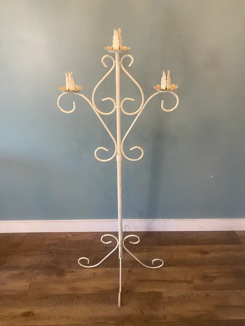 White Vintage Metal 3 Candelabra