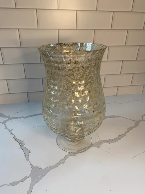 Silver Mercury Glass Hour Glass Candleholder