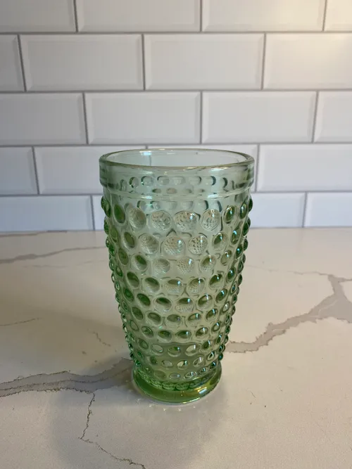 Green Hobnail Drinking Glass