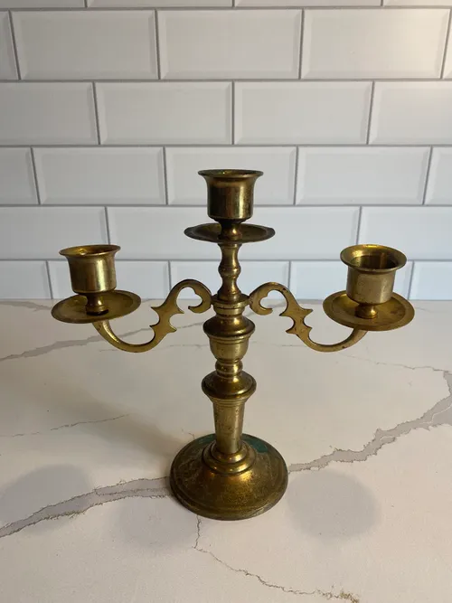 Small 3 Arm Brass Candelabra
