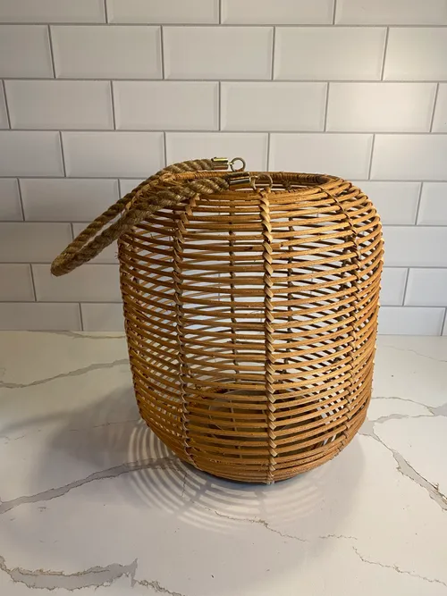 Medium Round Bamboo Lantern with Rope Handle