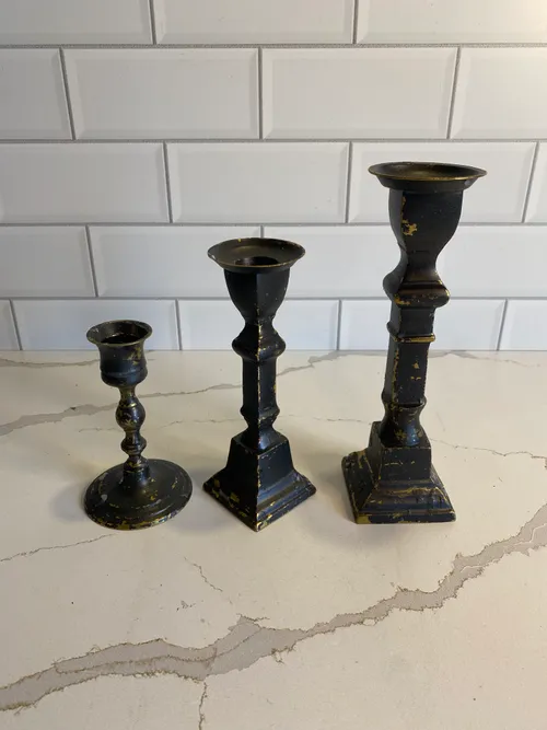 Assorted Black Distressed Candlesticks