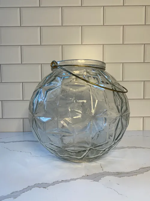 Glass Orb Candleholder with Gold Handle