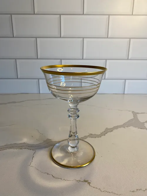 Vintage Gold Swirled Champage Coupe