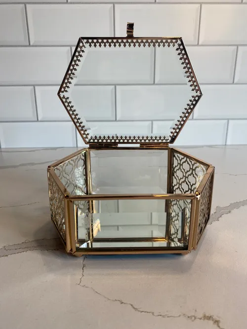 Rose Gold Glass Ring Box