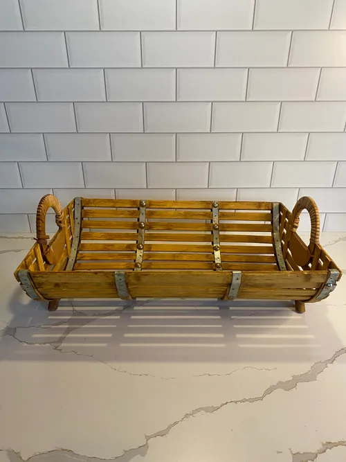 Wood Basket with Galvanized Trim