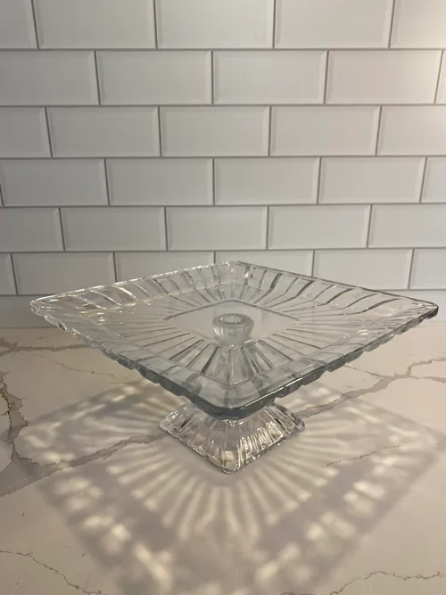Large Glass Square Cake Stand