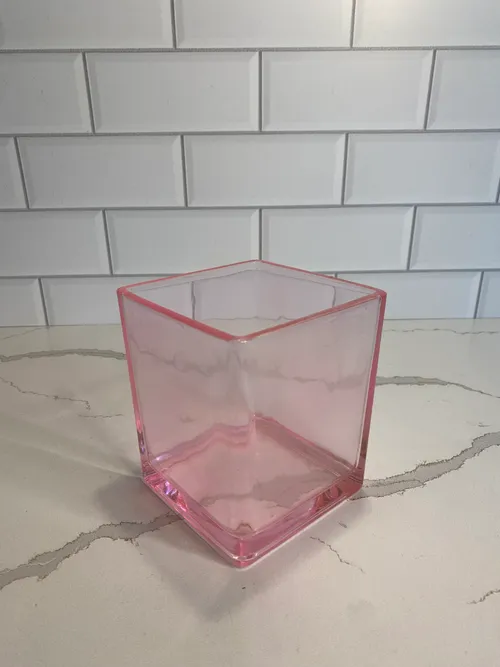Light Pink Square Glass Vase