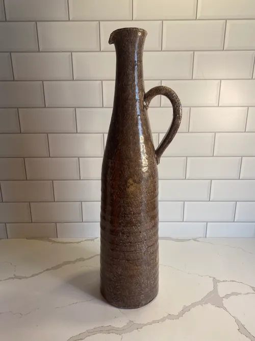 Tall Brown Pottery Vase/Vessel