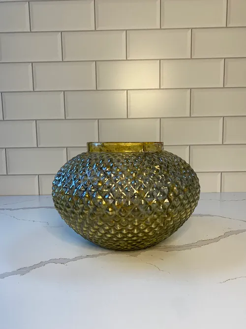Gold Hobnail Oval Candleholder