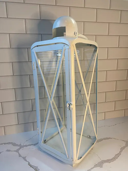 Large White Metal Lantern