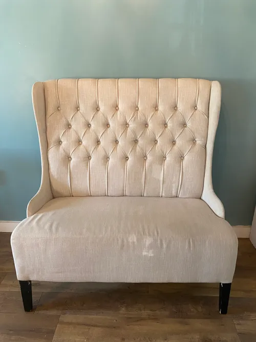 Tan High Back Settee