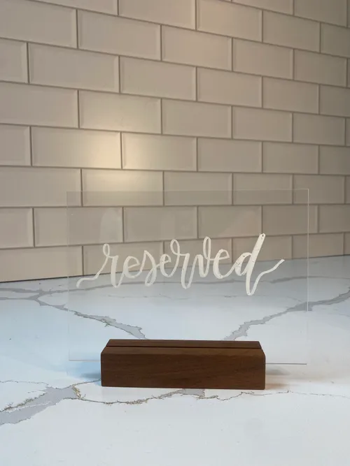 Small Acrylic Reserved Signs with Wood Stand