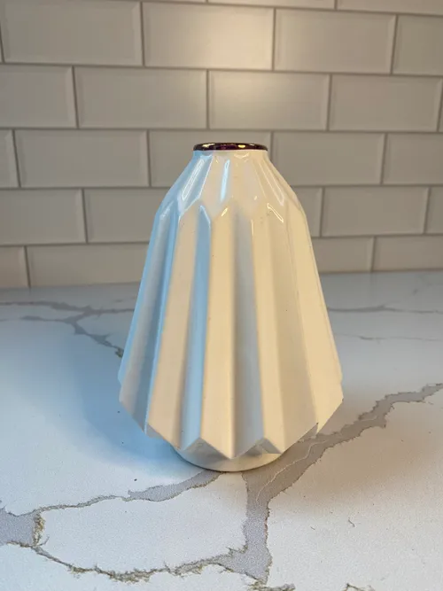White Modern Vase with Rose Gold Trim