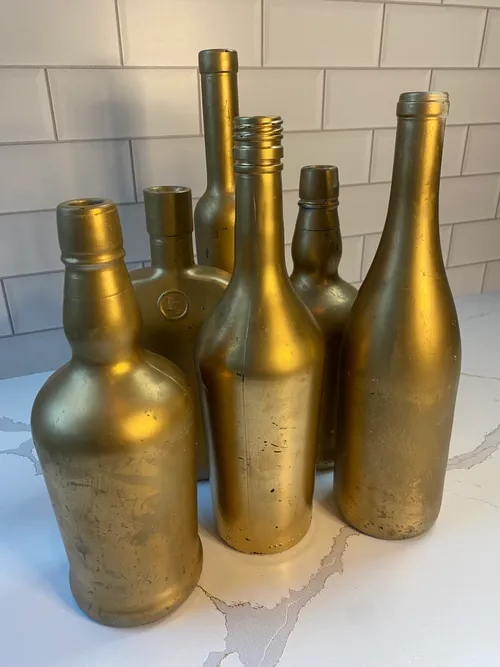 Assorted Gold Painted Bottles