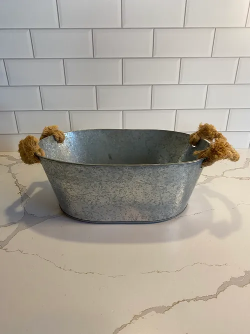 Galvanized Oval Bucket with Rope Handle