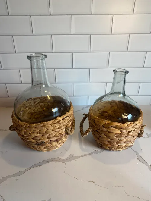 Bottle Vase with Woven Basket
