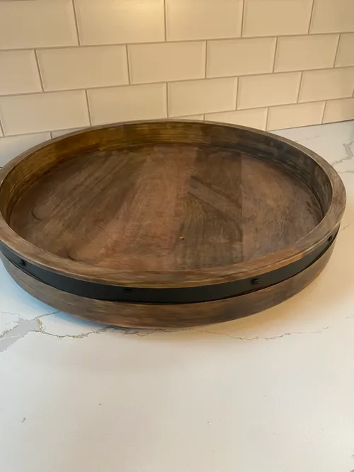 Large Wood Lazy Susan with Black Band