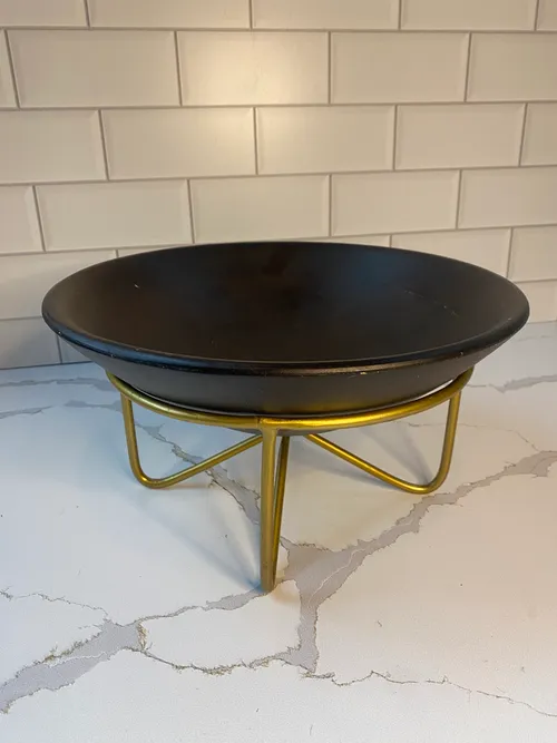 Medium Wood Bowl with Gold Stand