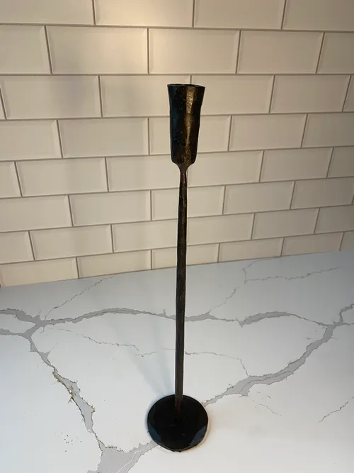 Tall Black Hammered Taper Candleholder