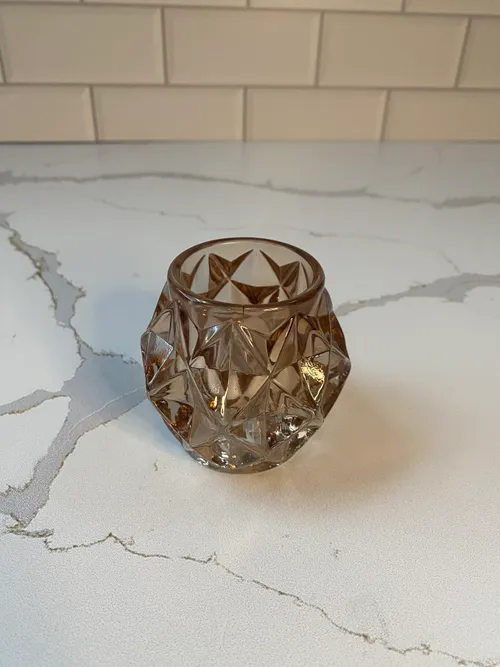 Amber Cut Glass Tealight Holder
