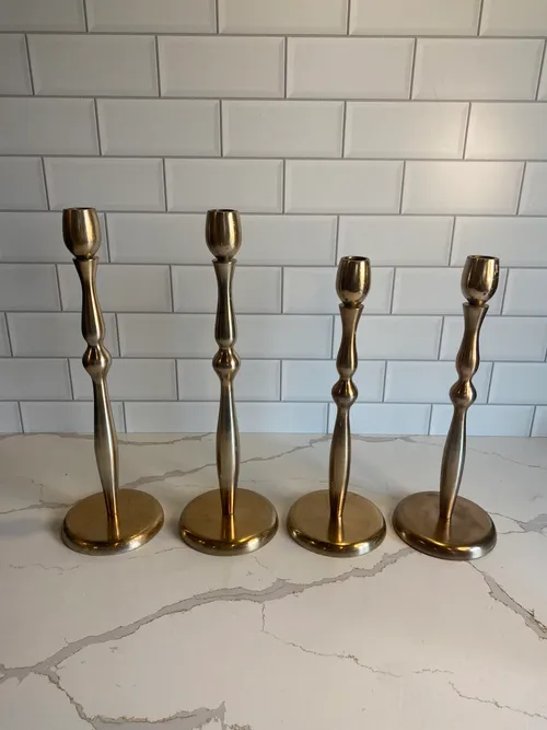 Set of 4 Gold Modern Bubble Candlesticks