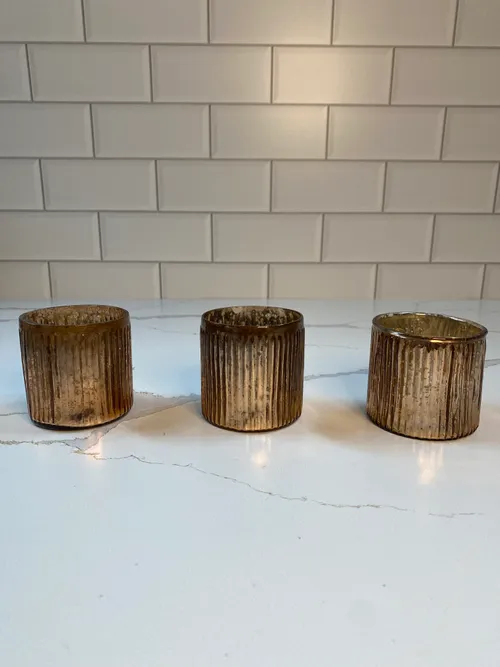 Ribbed Copper Mercury Glass Tealight Holders