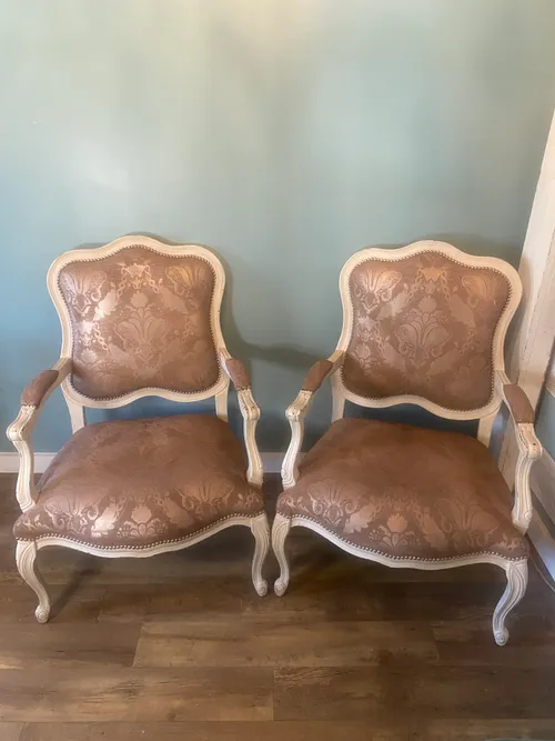 Set of 2 Vintage Rose Gold Chairs