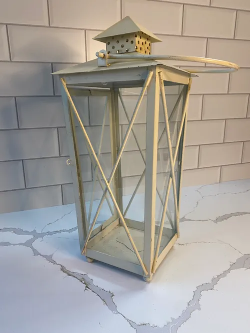 Medium Cream Metal Lantern