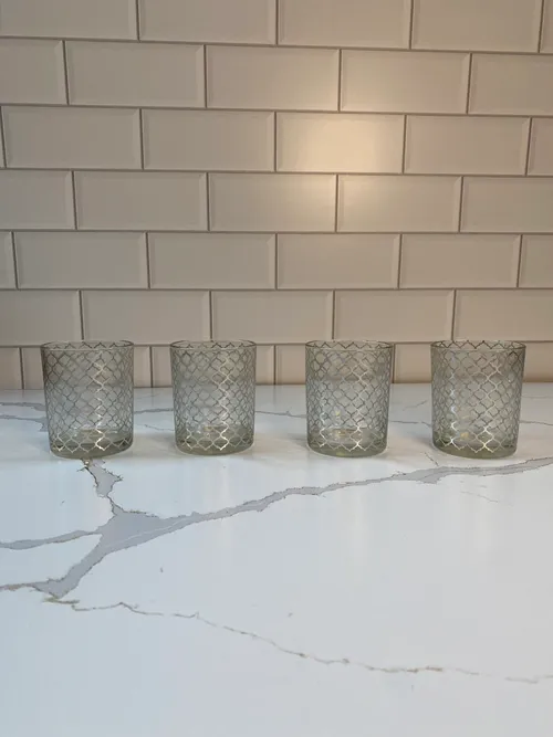 Silver Diamond Design Tealight Holders