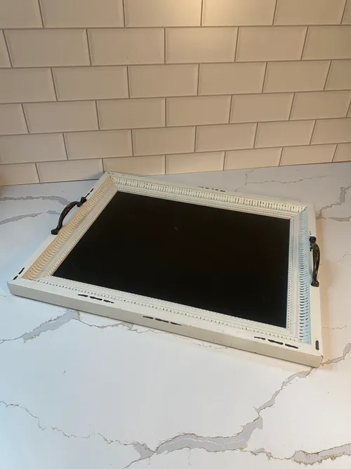 White Framed Chalkboard Tray