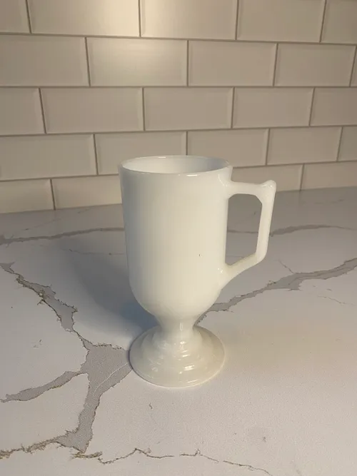 Milk Glass Handled Glass