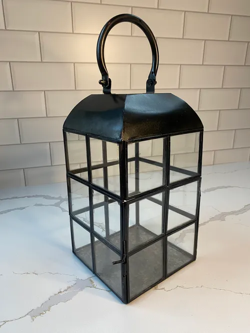 Medium Black and Glass Window Pane Lantern