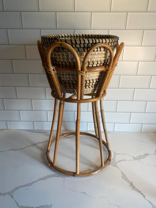 Wicker Plant Stand with Basket