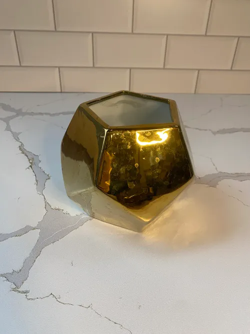 Gold Geo Vase Round
