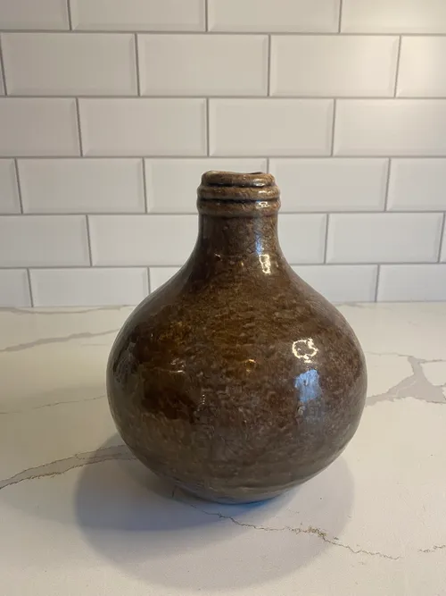 Small Brown Pottery Bottle Vase