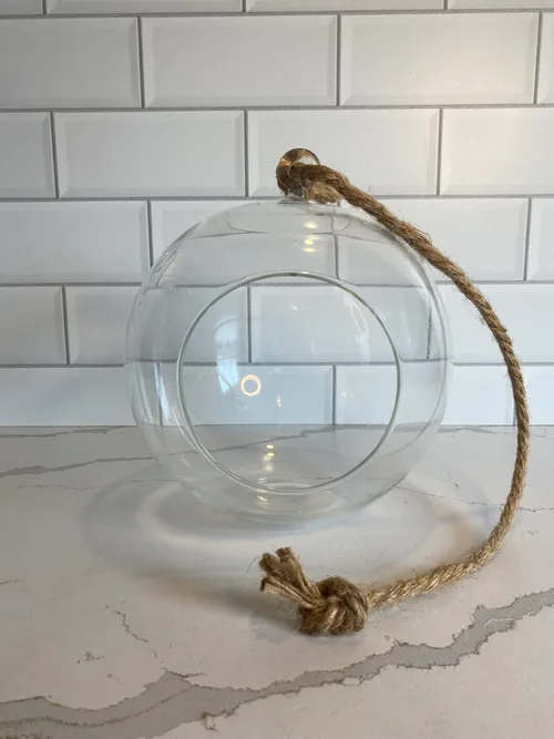Large Glass Globe with Rope Hanger