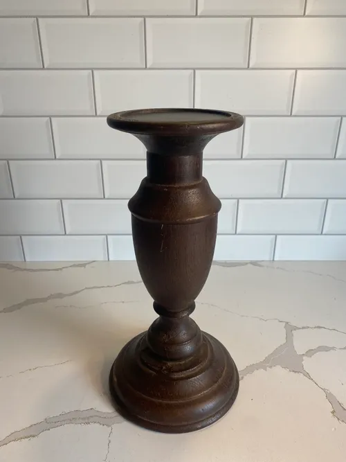 Medium Dark Wood Candleholder