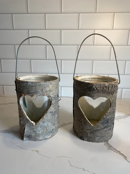 Birchwood Heart Hanging Candleholders