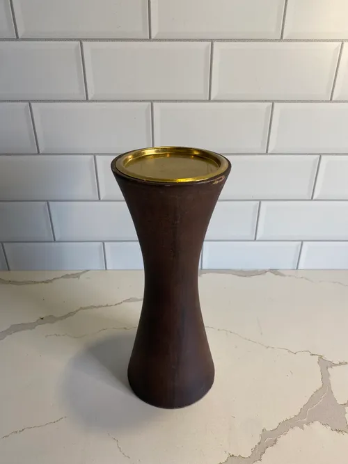 Small Modern Dark Wood Candleholder