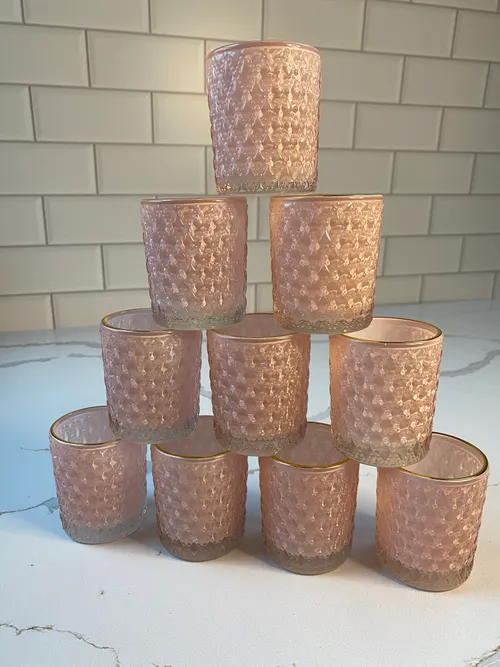 Pink with Gold Rim Tealight Holders