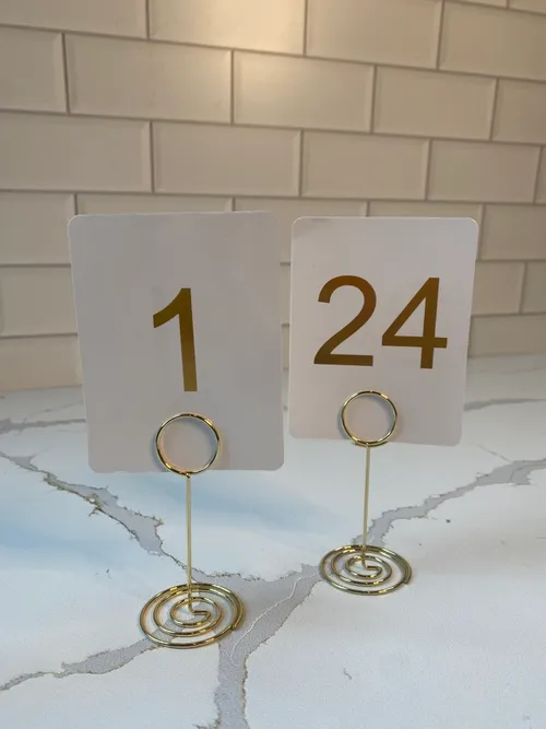 Small Gold and White Card Numbers with Gold Stand